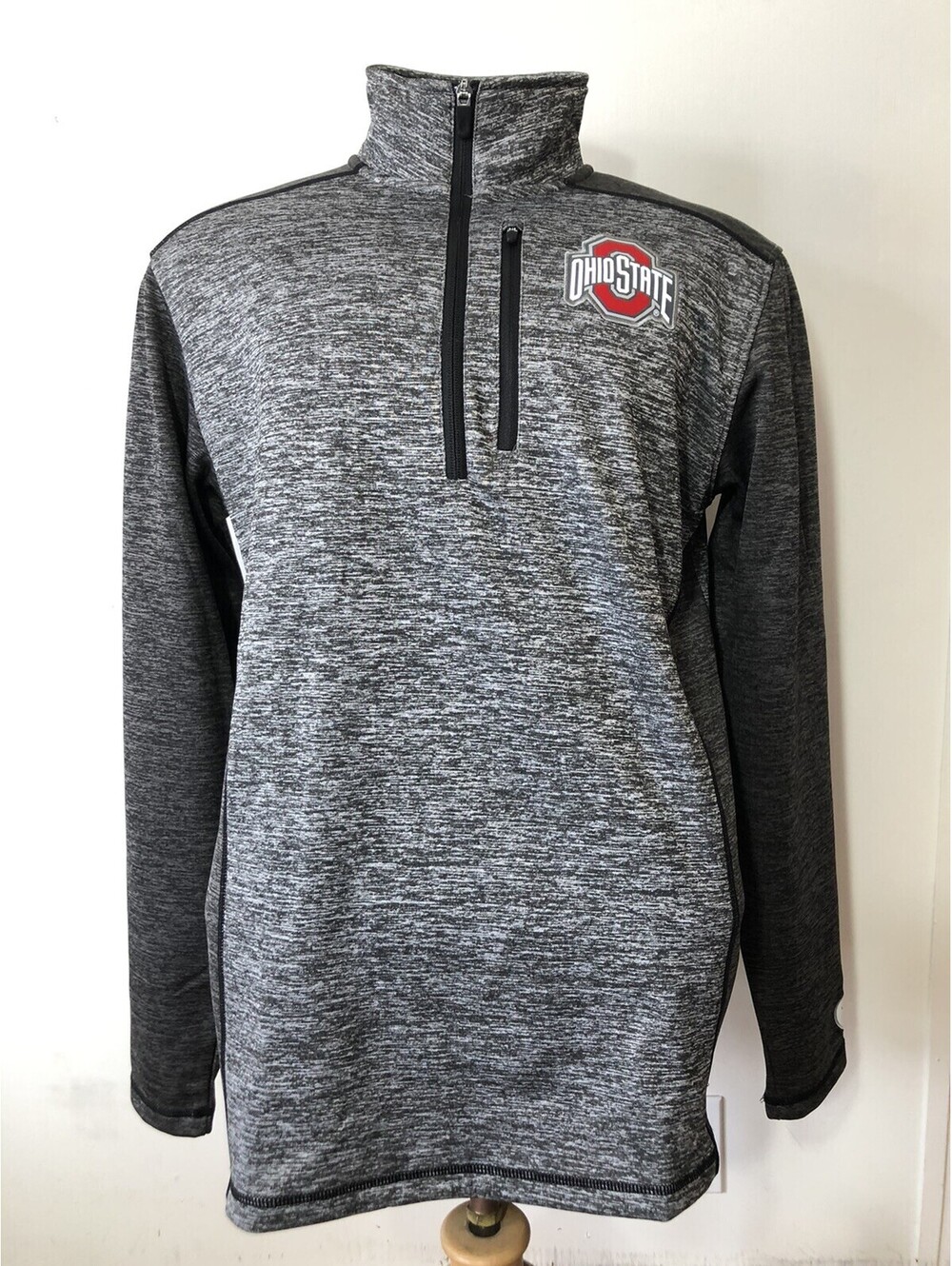 Ohio State 1/4 Zip Pullover Mens Medium Unisex Grey Heather Zip Chest Pocket